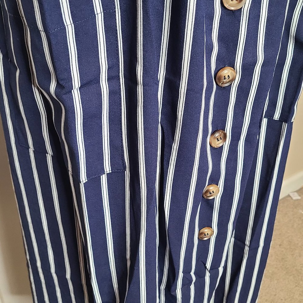 Navy and white striped midi dress - Picture 4 of 7